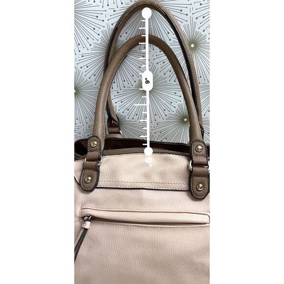Jessica Simpson dusty pink and brown pebbled vegan leather satchel - Picture 7 of 10